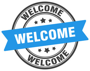 welcome stamp. welcome label on transparent background. round sign
