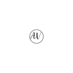 AV black line initial Monogram Logo Design Template