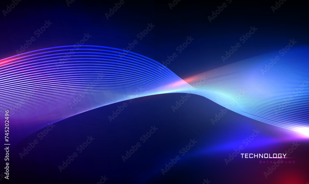 Poster abstract technology background with flowing particles lines. 3d abstract sci-fi user interface conce