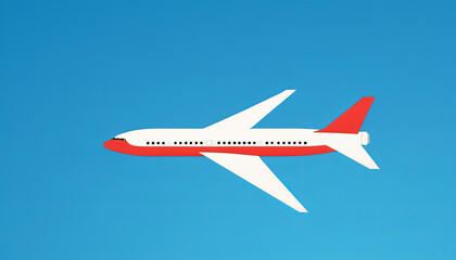 Fototapeta premium Illustration of a white commercial airplane on a blue background
