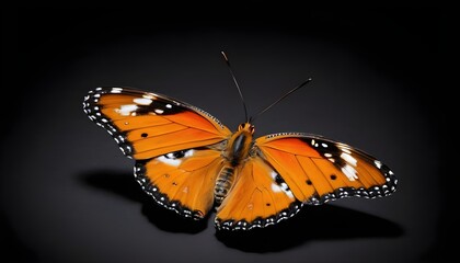 Fototapeta na wymiar orange monarch butterfly isolated on black