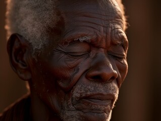 An older man with deep wrinkles on his face, showcasing signs of aging and life experiences