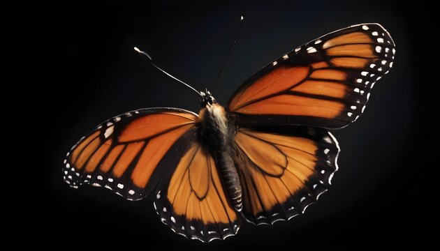 orange monarch butterfly isolated on black
