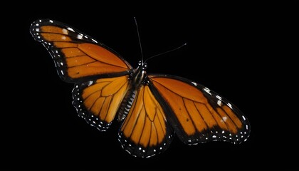 Obraz premium orange monarch butterfly isolated on black