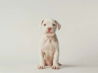 Adorable white puppy on white background.