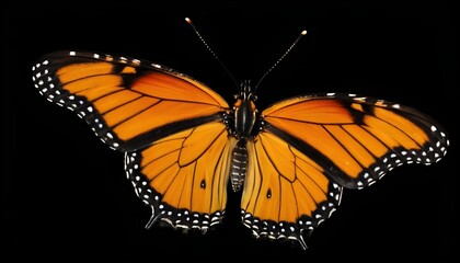 orange monarch butterfly isolated on black