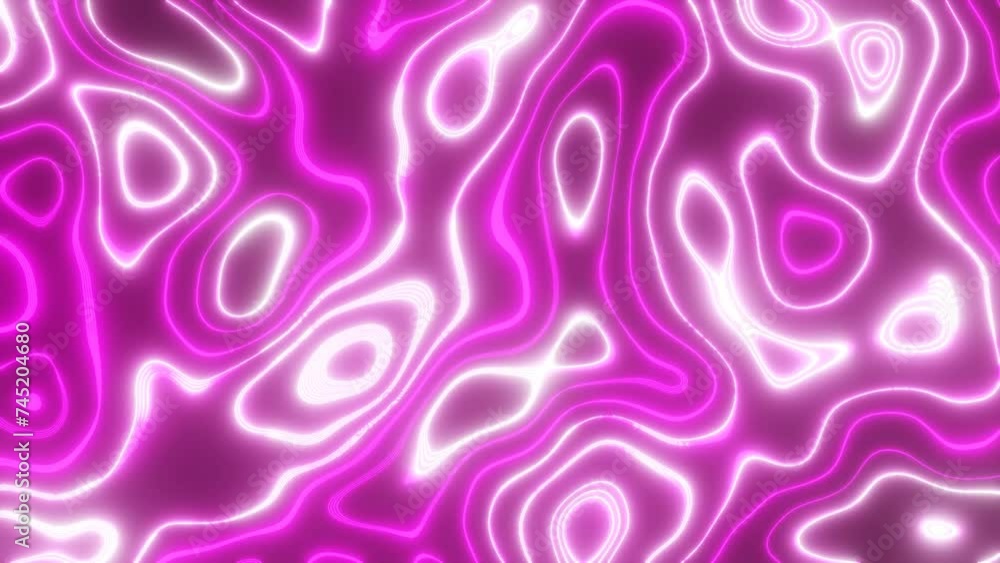 Poster digital abstract flowing waves seamless loop animation on purple color.