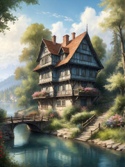 Obraz premium Whispering Woods Cottage