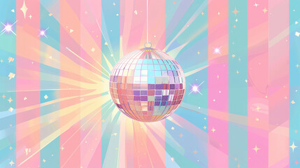 Fototapeta na wymiar Sparkling Disco Ball with Magical Stars