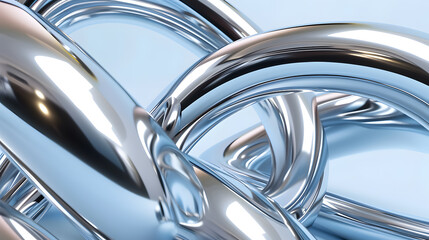 Close up 3d render of an abstract chrome shapes