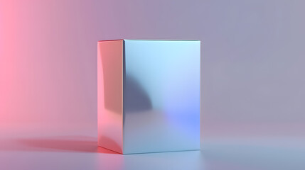 3d render of a holographic box on light purple background