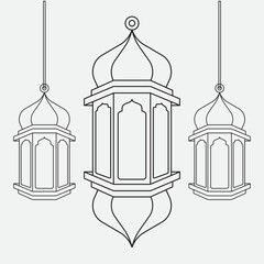 line islamic lantern illustration design