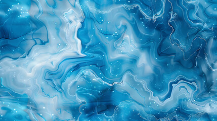 Elegant Blue Marble Swirl Background with Cyan Accents for Luxurious Design