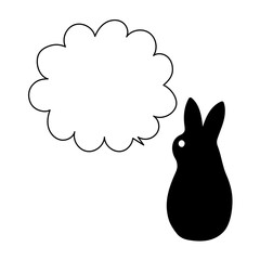 モノクロのかわいいうさぎの吹き出し