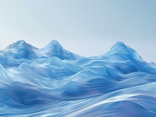 Abstract Digital Landscape with Particle Waves and Blue Tones
