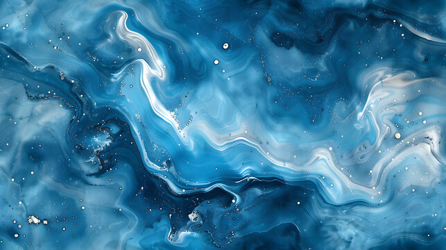 Elegant Blue Marble Swirl Background with Cyan Accents for Luxurious Design