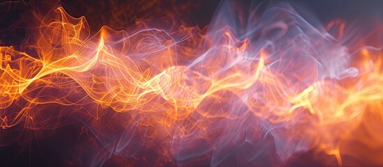 A dynamic scene of fire and smoke captured in motion on a black background. The blurred effect adds a sense of intensity and movement to the static electricity waves.