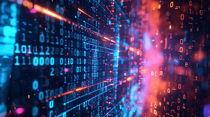 Obraz premium An abstract representation of robust cybersecurity, with digital shields and binary codes The artwork conveys resilience and the innovative measures taken to secure digital, AI Generative