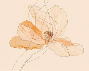 single line drawing of a big slender botanical illustration