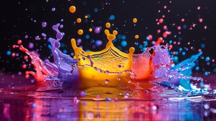 Attractive wallpaper, colorful splash paint, beautiful liquid texture, bright vivid colors, artistic vibrancy, AI Generative