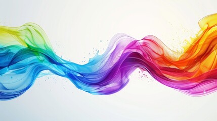 Image of Colorful rainbow paint splash wave, elegantly designed as a visual element on a pure white background, intertwined with subtle technological, AI Generative printed on Printed Glass Splashbacks