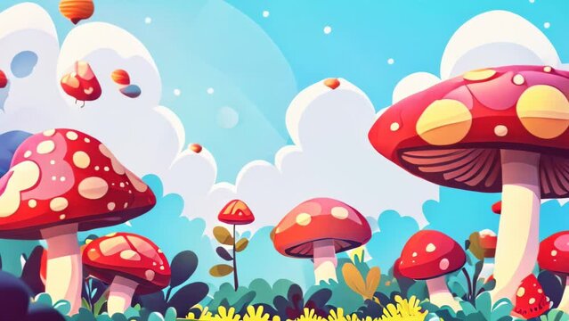Vector cartoon style magic mushroom background