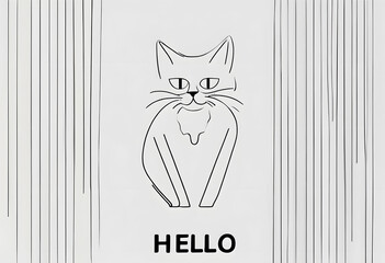The word "HELLO" with a cute cat.