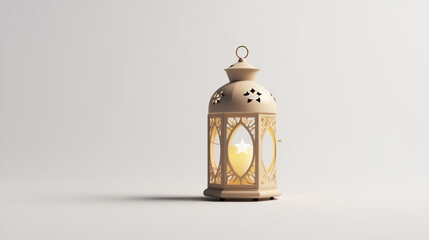 Lantern 3d render on white background. Ramadan Kareem - obrazy, fototapety, plakaty