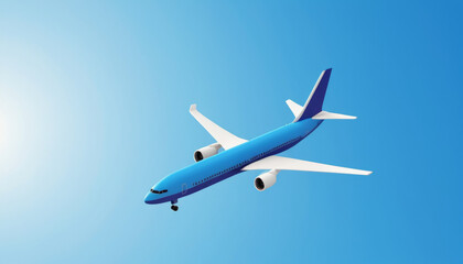 Obraz premium Illustration of a white commercial airplane on a blue background