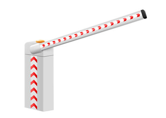 Isometric Automatic boom Barrier. Open automatic barrier gate for parking of car. Barricade with flashing lamp for security. Border for entrance to park, garage, construction and checkpoint. Vector. © Инна Харламова