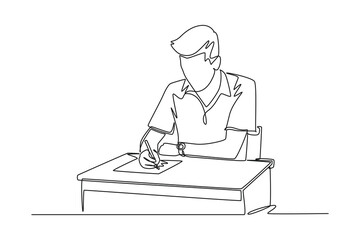 Continuous one line drawing Concept of studying in class and lab. Doodle vector illustration.