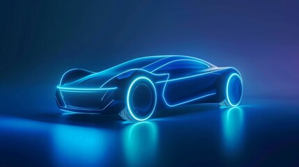 Autonomous vehicles concept shown with a blue car outline copyspace for the future of transportation