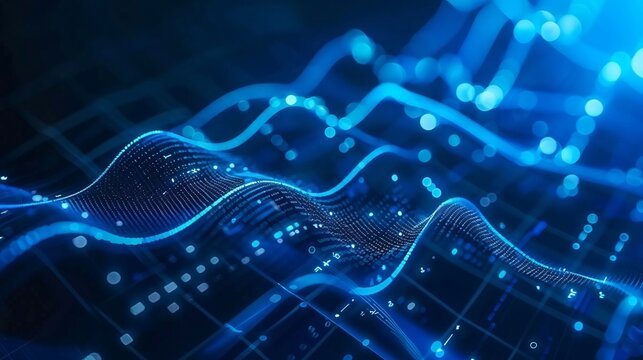 Big data analytics shown with blue graphs and charts copyspace for data driven strategies