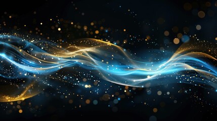 Fototapeta na wymiar a dazzling sparkles lights wave at a black background 
