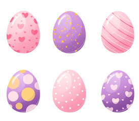 easter cute pink and purple eggs collection