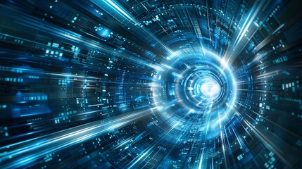 Futuristic blue portal holographic technology in action copyspace for messages of tomorrow