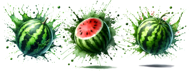 Foto op Aluminium watermelon watercolor vector isolated on white   © G-Design