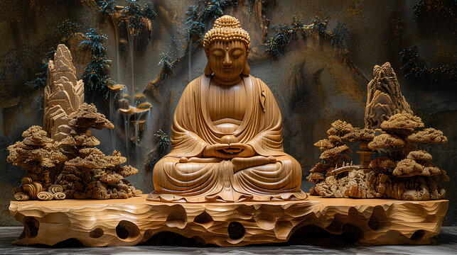 Buddha statue, soft image and soft focus style.