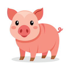 Baby Pig Animal flat vector illustration.