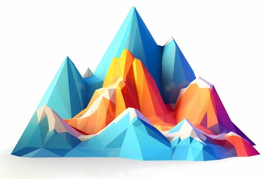 a low polygonic mountain with a white background
