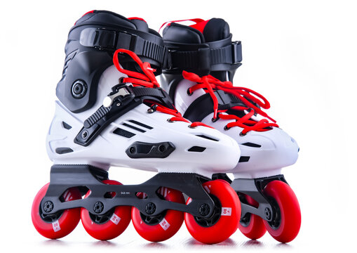 A pair of inline skates isolated on white background