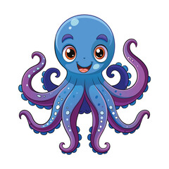 Vector of cartoon octopus illustration on white.