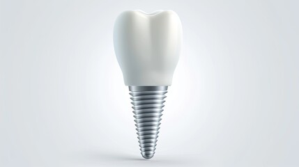 Tooth implant on a white background. Dental clinic concept. An illustration of teeth and a dental bone implant on a white background.