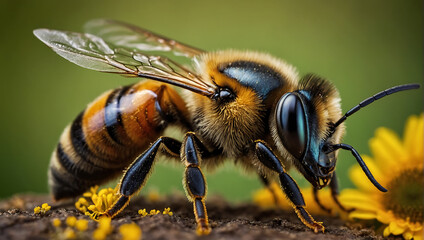 Pszczółka w Świecie Makro - Nature's Busy Worker - obrazy, fototapety, plakaty