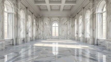 Naklejka premium A Spacious White Marble Room