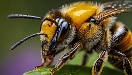 Pszczółka w Świecie Makro - Nature's Busy Worker - obrazy, fototapety, plakaty