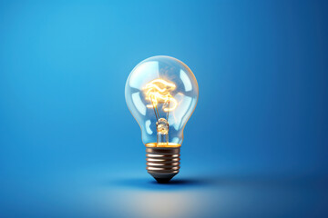 Capture brilliance with this high-resolution photo of a light bulb set against a vibrant blue background