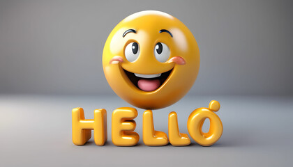 The word "HELLO" with smiley emoji.