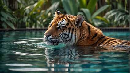 Majestatyczny Tygrys Odpoczywający w Wodzie