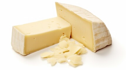 A creamy taleggio cheese showcased in a close-up realistic photo against a white background Generative AI